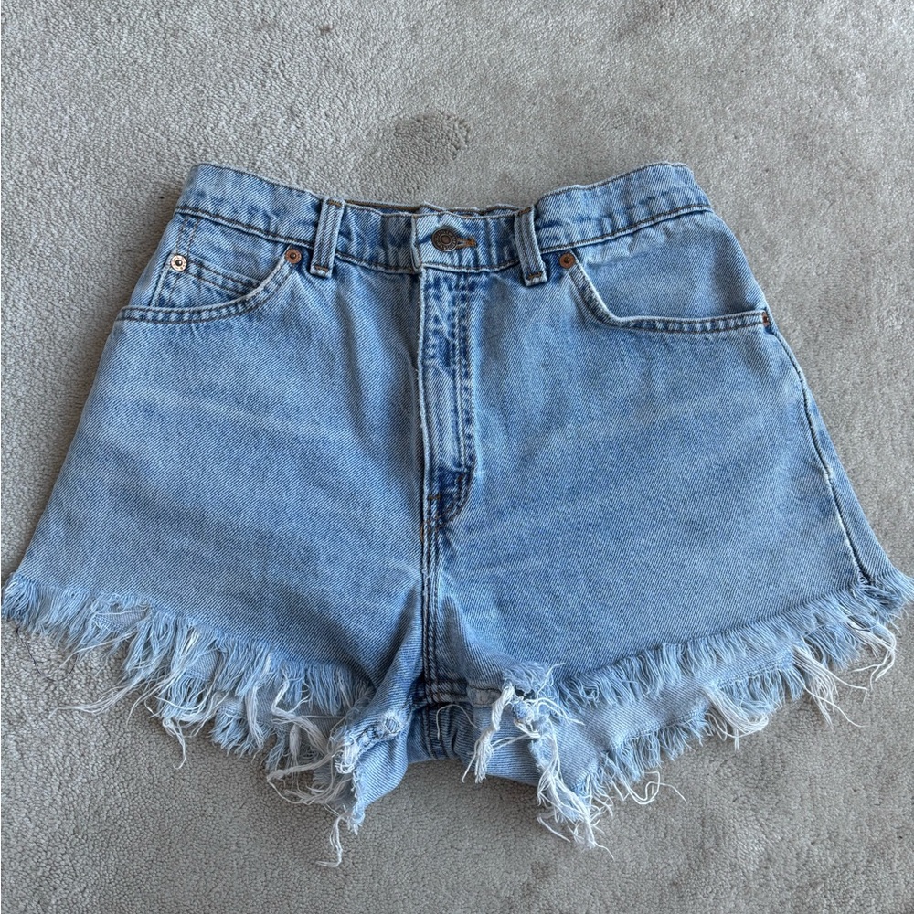 Levi's Light Blue Frayed Jean Shorts